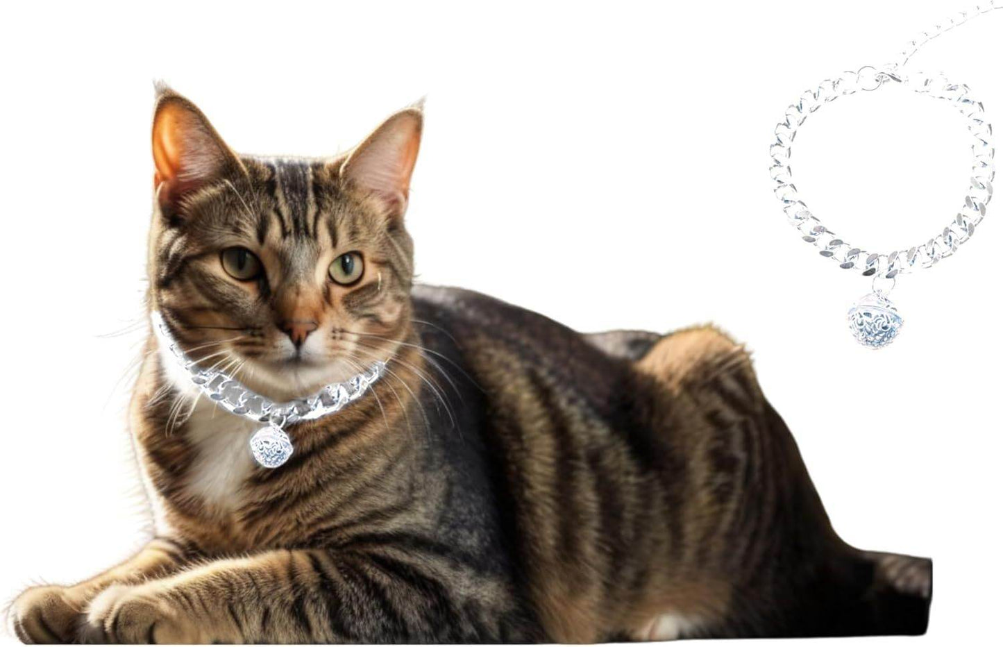 Gold Cat Chain Collar With Bell Lightweight Metal Necklace For Long Lasting Wear, Adjustable Jewelry For Cats And Dogs - HadafExpress