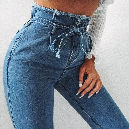 High-waisted Washed Pencil Pants Spring Sexy Temperament European And American Plus Size Denim Jeans For Women - HadafExpress