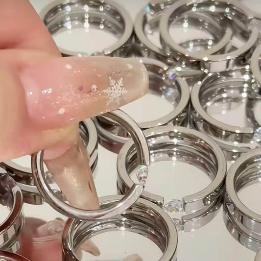 Single Diamond Zircon Titanium Steel 18K Ring For Women - HadafExpress