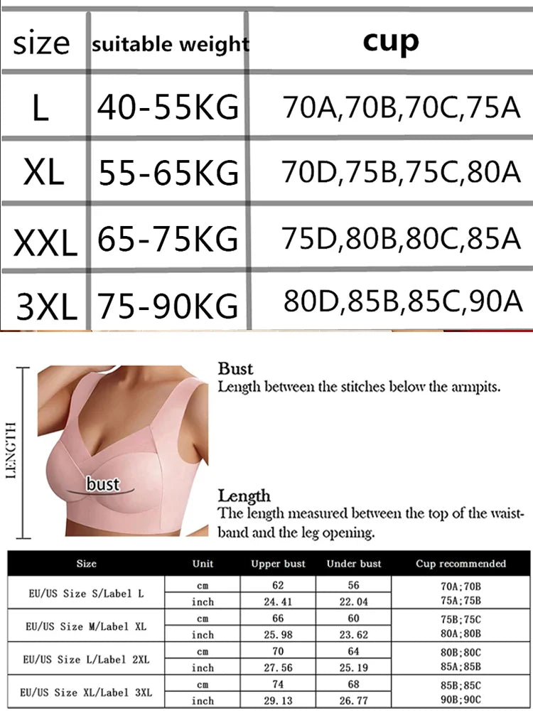 2PCS Comfortable Lace Sports Bras – Backless, Seamless, and Wireless (L–3XL)