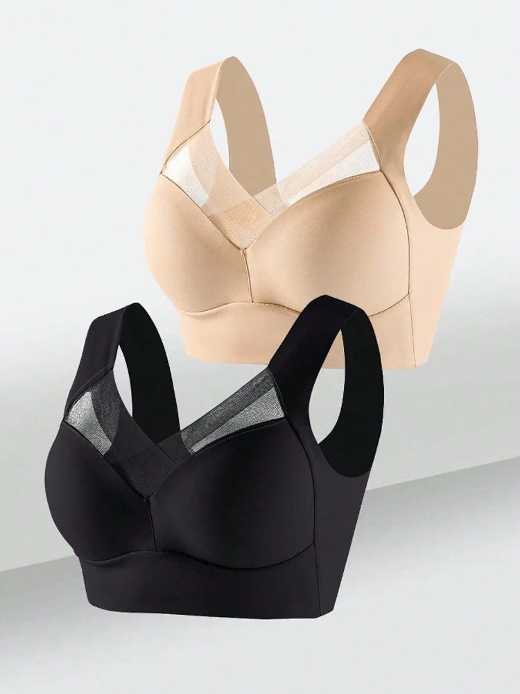 2PCS Comfortable Lace Sports Bras – Backless, Seamless, and Wireless (L–3XL)
