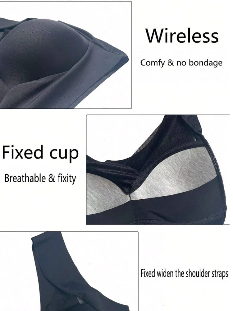 2PCS Comfortable Lace Sports Bras – Backless, Seamless, and Wireless (L–3XL)