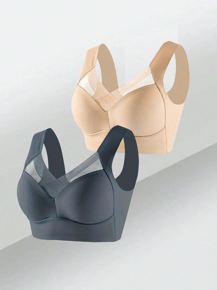 2PCS Comfortable Lace Sports Bras – Backless, Seamless, and Wireless (L–3XL)