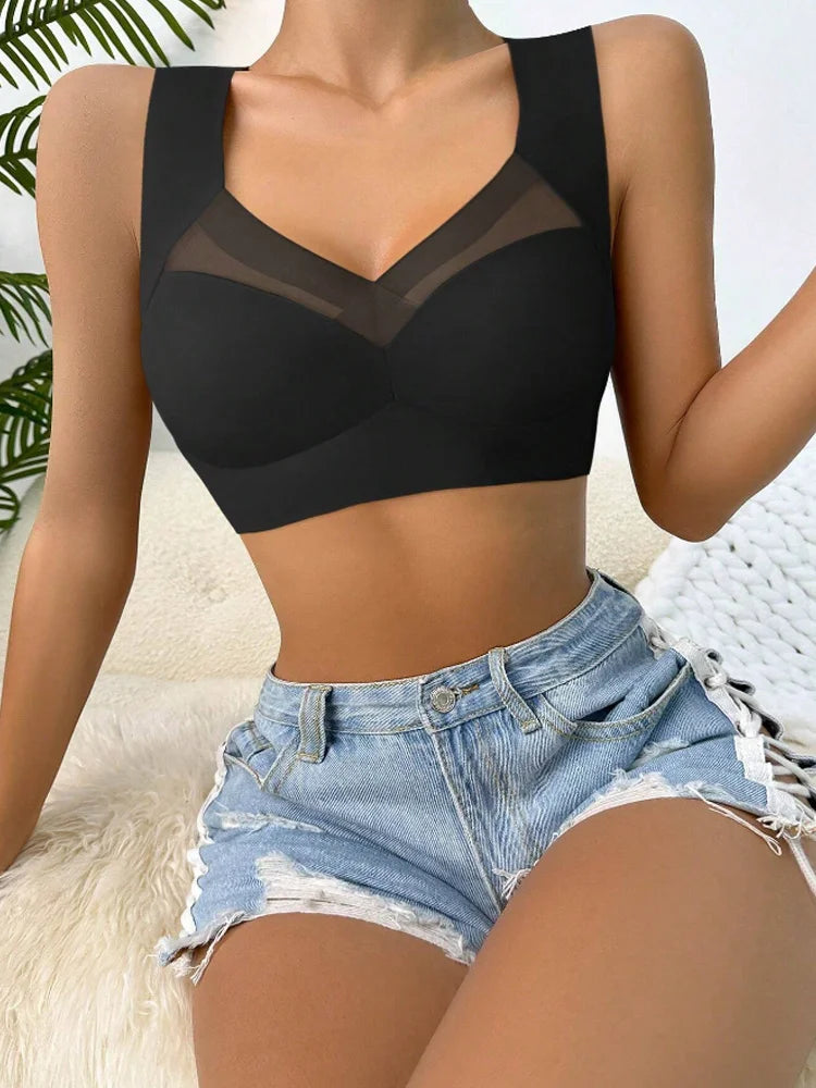 2PCS Comfortable Lace Sports Bras – Backless, Seamless, and Wireless (L–3XL)