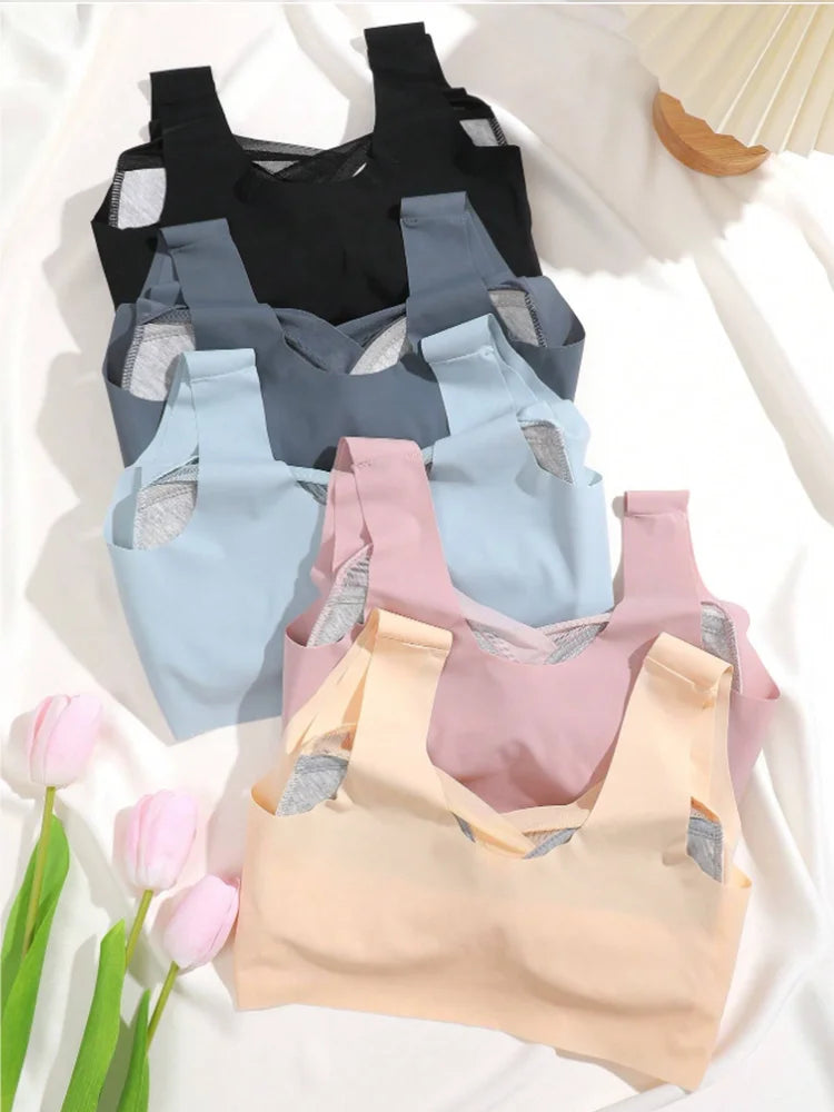 2PCS Comfortable Lace Sports Bras – Backless, Seamless, and Wireless (L–3XL)